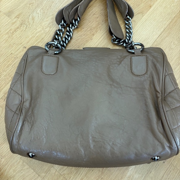 CHANEL Shoulder Bag, Tan/Taupe, Quilted Sides, Silver Chunky Chain - Picture 2 of 13
